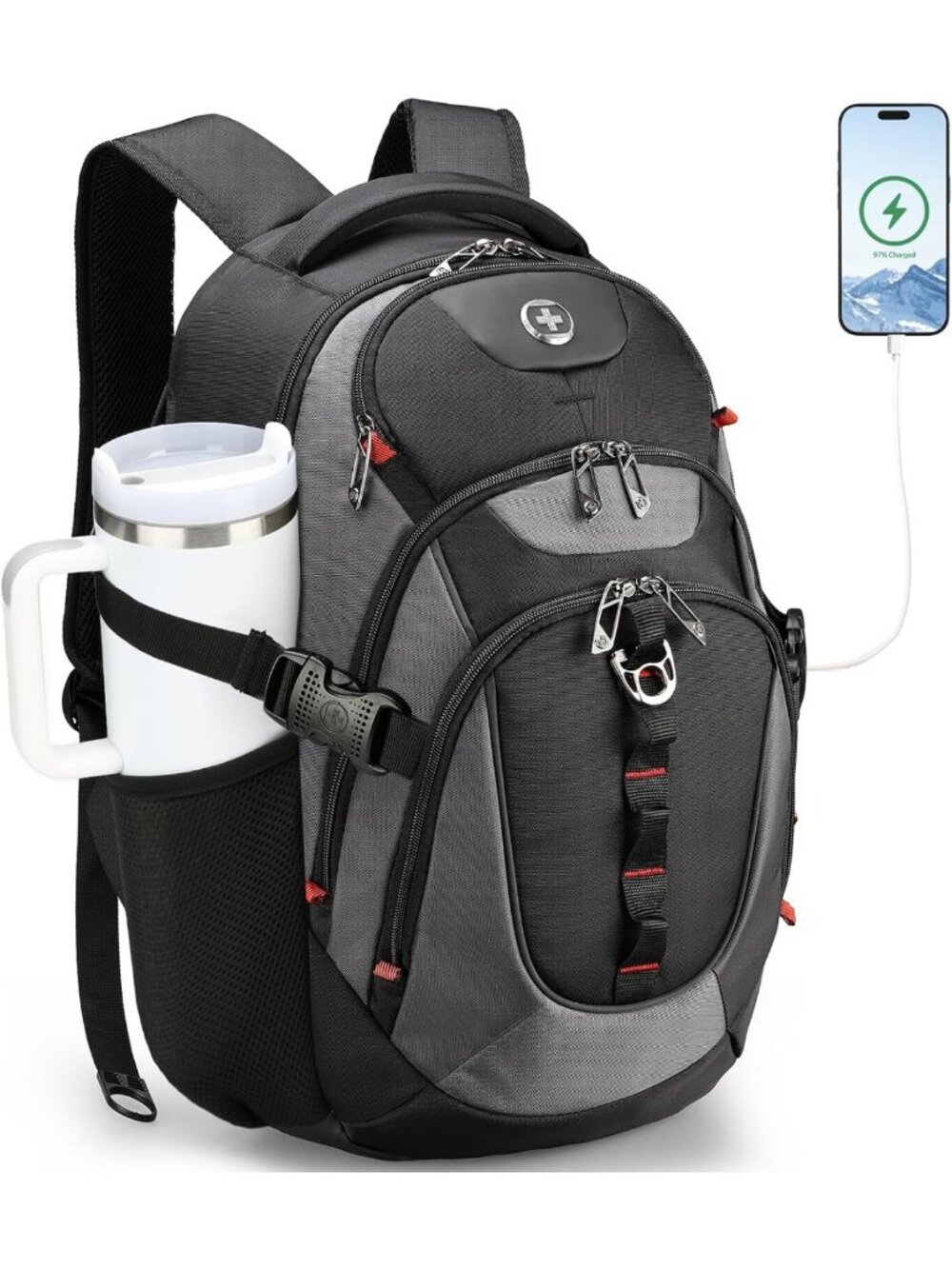 Stylish Travel Backpack for Men with USB Charging Port, Durable & Spacious